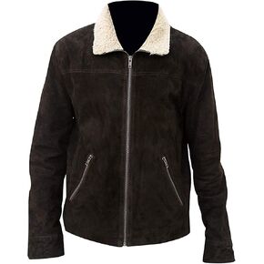 Men's Andrew Lincoln Walking Rick Grimes Murder Dead Suede Leather Motorcycle Biker Jacket with Fur Collar in Saudi Arabia
