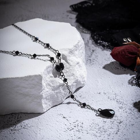 Gothic Blood Drop Necklace Red Crystal Teardrop Necklace Goth Vintage Black Y Necklace Punk Style Y2K Choker Necklace Halloween Necklace Gothic Jewelry Halloween Cosplay Party Jewelry for Women in Saudi Arabia