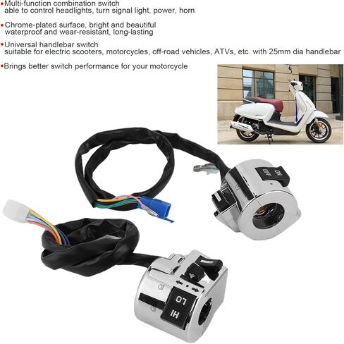 Turn Signal Horn Switch, 1 Pair Motorbike Indicator Switch Motorcycle Handlebar Switch Handlebar Controls On Off Headlight Switch for for Motorcycle, Electric Scooter, ATV with 25mm Dia Handlebar in Saudi Arabia