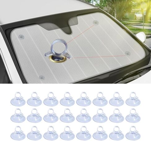 24PCS Car Glass Windshield Sunshade Suction Cups, Suction Cup Hook, Multi-Purpose Window Suction Cup, Thick Professional Strength Sucker Pad Fit for Bathroom Wall Door (Transparent, 4.5 cm) in Kuwait