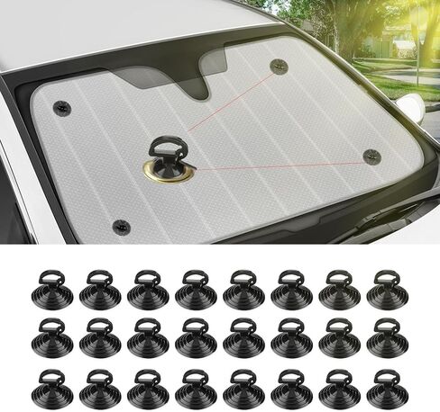 24PCS Car Glass Windshield Sunshade Suction Cups, Suction Cup Hook, Multi-Purpose Window Suction Cup, Thick Professional Strength Sucker Pad Fit for Bathroom Wall Door (Transparent, 4.5 cm) in Kuwait