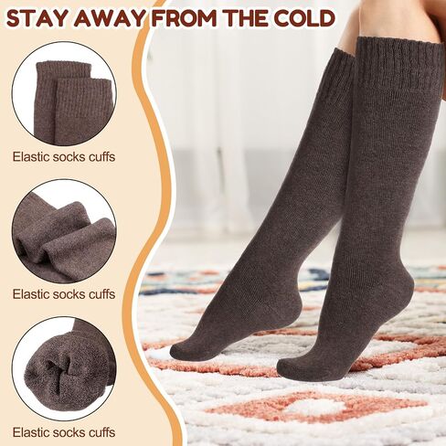 27 Pairs Warm Knee High Socks for Women Soft Cotton Thermal Knit Long Socks Winter Tall Boot Cushioned Women Calf for Hiking Work Skiing Camping Running Gifts in Saudi Arabia