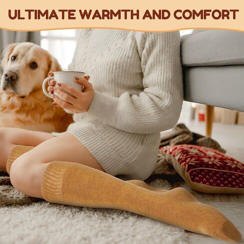 27 Pairs Warm Knee High Socks for Women Soft Cotton Thermal Knit Long Socks Winter Tall Boot Cushioned Women Calf for Hiking Work Skiing Camping Running Gifts in Saudi Arabia