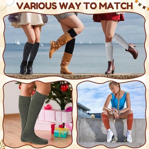 27 Pairs Warm Knee High Socks for Women Soft Cotton Thermal Knit Long Socks Winter Tall Boot Cushioned Women Calf for Hiking Work Skiing Camping Running Gifts in Saudi Arabia