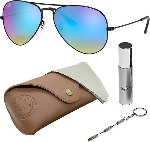 Ray-Ban RB3025 AVIATOR FLASH LENSES GRADIENT Pilot Shaped Sunglasses for Men & Women with Official RAYBAN Eyewear Kit in Saudi Arabia