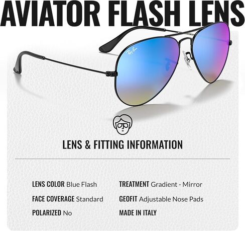 Ray-Ban RB3025 AVIATOR FLASH LENSES GRADIENT Pilot Shaped Sunglasses for Men & Women with Official RAYBAN Eyewear Kit in Saudi Arabia