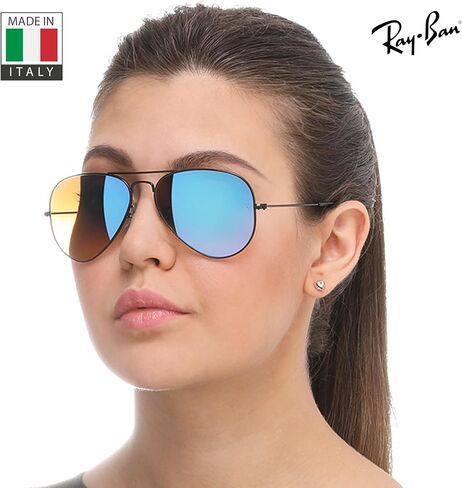 Ray-Ban RB3025 AVIATOR FLASH LENSES GRADIENT Pilot Shaped Sunglasses for Men & Women with Official RAYBAN Eyewear Kit in Saudi Arabia