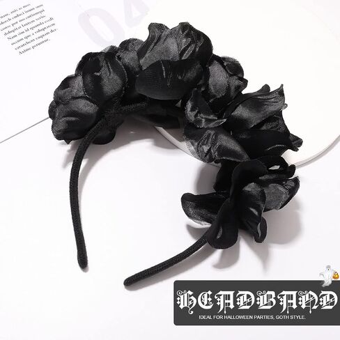 EARENT Halloween Rose Skull Headband Black Flower Crown Hair Bands Gothic Floral Leaf Veils Hair Hoops Headpieces Costume Party Masquerade Decoration Hair Accessories for Women in Saudi Arabia