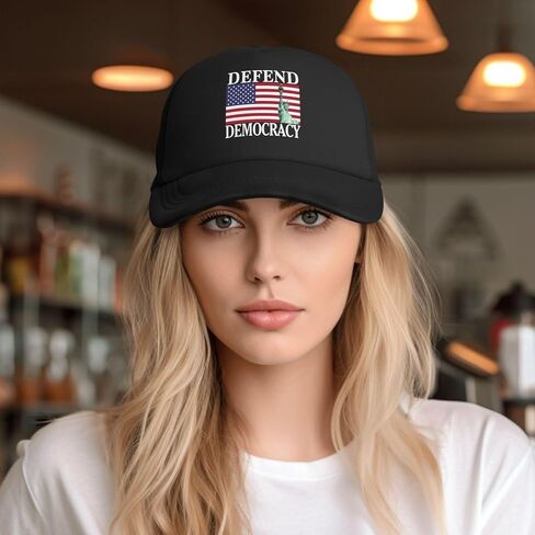 Defend Democracy Hat Save Democracy Hat Trucker Mesh Cap for Men Women Black in Saudi Arabia