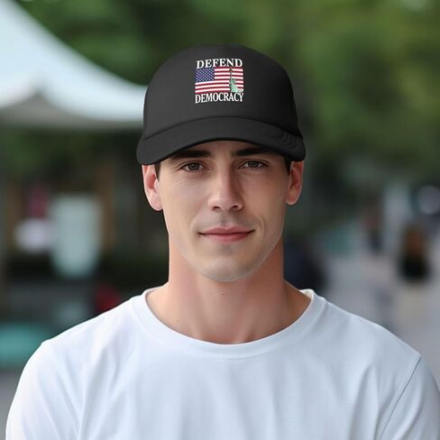 Defend Democracy Hat Save Democracy Hat Trucker Mesh Cap for Men Women Black in Saudi Arabia
