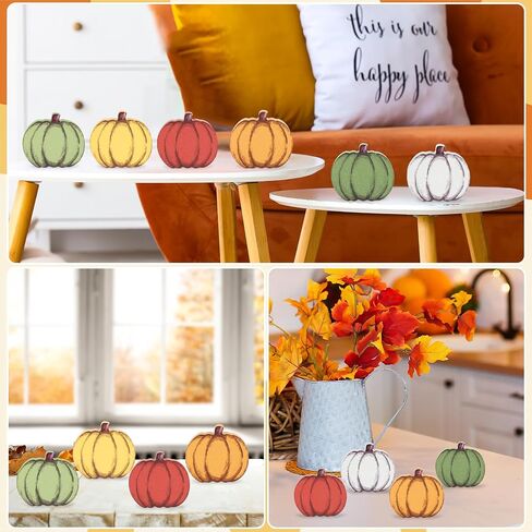 COCHIE Wooden Fall Leaves Decorations for Home Office Indoor, Farmhouse Thanksgiving Table Tiered Tray Decor Set of 6, Vintage Fall Harvest Maple Leaf Block Signs Tabletop Shelf Decoration (Retro) in Saudi Arabia