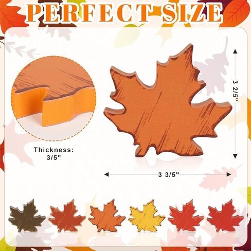 COCHIE Wooden Fall Leaves Decorations for Home Office Indoor, Farmhouse Thanksgiving Table Tiered Tray Decor Set of 6, Vintage Fall Harvest Maple Leaf Block Signs Tabletop Shelf Decoration (Retro) in Saudi Arabia