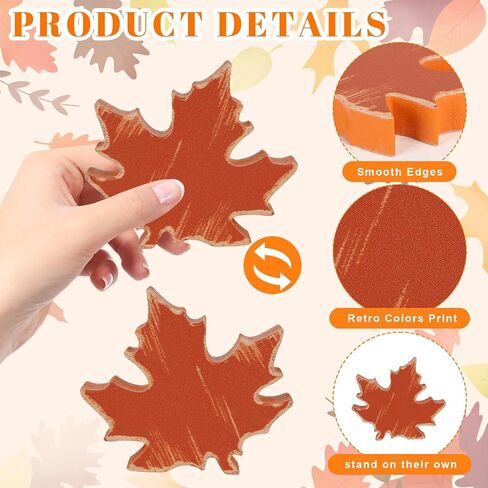 COCHIE Wooden Fall Leaves Decorations for Home Office Indoor, Farmhouse Thanksgiving Table Tiered Tray Decor Set of 6, Vintage Fall Harvest Maple Leaf Block Signs Tabletop Shelf Decoration (Retro) in Saudi Arabia