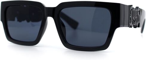 SA106 All Black Bold Gothic Logo Thick Arm Gangster Horn Rim Sunglasses in Saudi Arabia