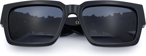 SA106 All Black Bold Gothic Logo Thick Arm Gangster Horn Rim Sunglasses in Saudi Arabia