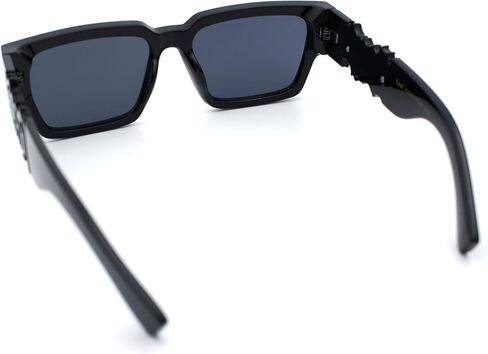 SA106 All Black Bold Gothic Logo Thick Arm Gangster Horn Rim Sunglasses in Saudi Arabia