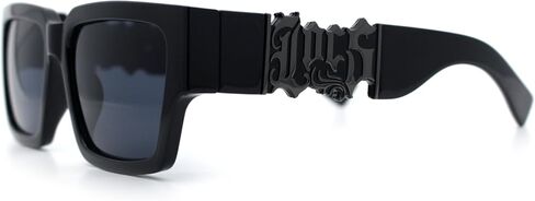 SA106 All Black Bold Gothic Logo Thick Arm Gangster Horn Rim Sunglasses in Saudi Arabia