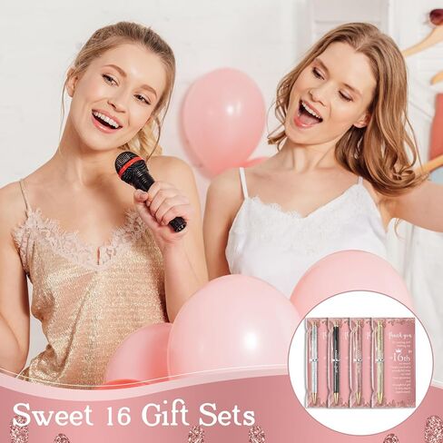 25 Sets Sweet 16th Birthday Party Favors for Guests, Include Sweet Sixteen Glitter Ballpoint Pens with Thank You Cards, Thank You for Coming to My 16 Years Birthday Party Supplies (Classic) in Kuwait