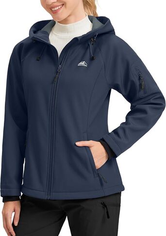 G تدريجي المرأة الصوف مبطن سترة سوفتشيل يندبروف ضوء دافئ مقاوم للماء سترة مقنعين للنساء الشتاء/الخريف/الربيع in Kuwait