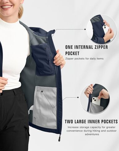 G تدريجي المرأة الصوف مبطن سترة سوفتشيل يندبروف ضوء دافئ مقاوم للماء سترة مقنعين للنساء الشتاء/الخريف/الربيع in Kuwait