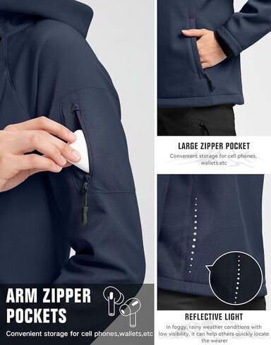 G تدريجي المرأة الصوف مبطن سترة سوفتشيل يندبروف ضوء دافئ مقاوم للماء سترة مقنعين للنساء الشتاء/الخريف/الربيع in Kuwait