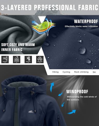 G تدريجي المرأة الصوف مبطن سترة سوفتشيل يندبروف ضوء دافئ مقاوم للماء سترة مقنعين للنساء الشتاء/الخريف/الربيع in Kuwait