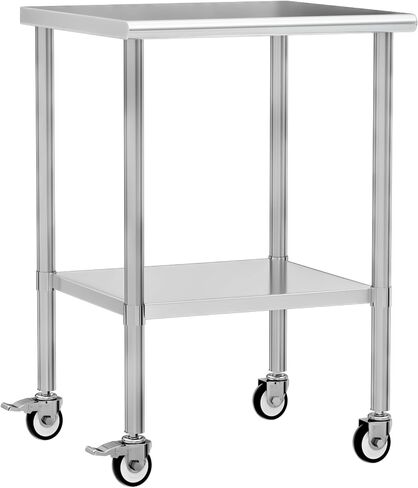Stainless Steel Table with Wheels 24 x 60 Inches Metal Prep Table with Adjustable Undershelf for Commercial Kitchen, Outdoor, Restaurant, Hotel & Garage in Saudi Arabia