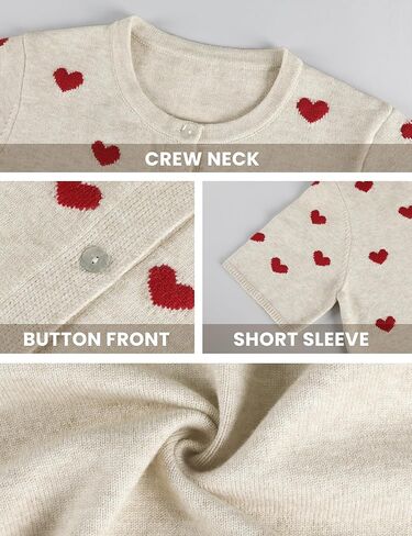 سترة صوفية نسائية خفيفة الوزن بأكمام قصيرة وأزرار سفلية من Springrain سترات تريكو لطيفة على شكل قلب in Kuwait