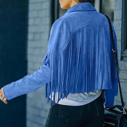 Cardigan with Tassels for Women Lapel Leather Jacket Casual Long Sleeve Jackets Fashion Streetwear in Saudi Arabia
