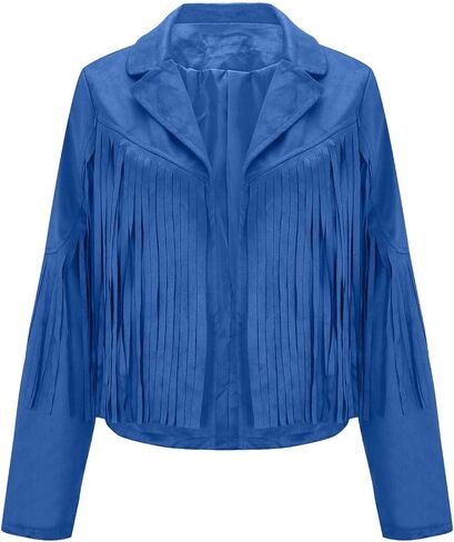 Cardigan with Tassels for Women Lapel Leather Jacket Casual Long Sleeve Jackets Fashion Streetwear in Saudi Arabia