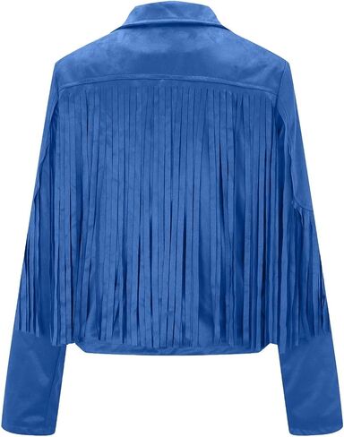 Cardigan with Tassels for Women Lapel Leather Jacket Casual Long Sleeve Jackets Fashion Streetwear in Saudi Arabia