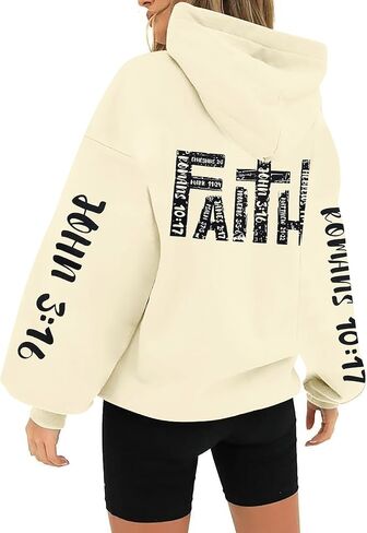FASHGL يسوع هوديس للنساء سويت شيرت مسيحي رسالة الرسم الإيمان البلوز المسيحية هوديي طويلة الأكمام قمم in Saudi Arabia