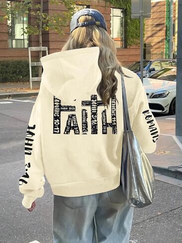 FASHGL يسوع هوديس للنساء سويت شيرت مسيحي رسالة الرسم الإيمان البلوز المسيحية هوديي طويلة الأكمام قمم in Saudi Arabia