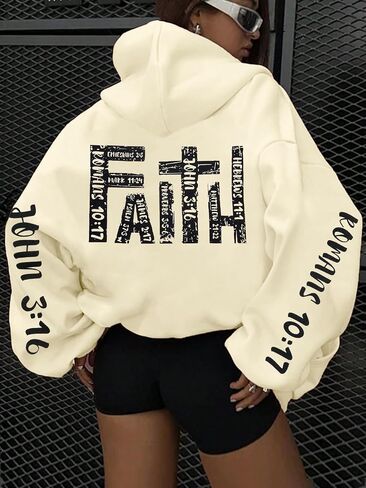 FASHGL يسوع هوديس للنساء سويت شيرت مسيحي رسالة الرسم الإيمان البلوز المسيحية هوديي طويلة الأكمام قمم in Saudi Arabia