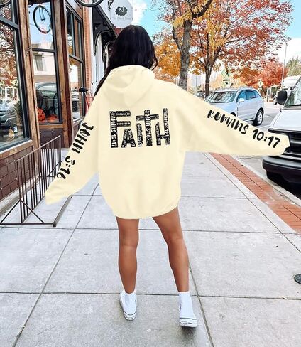 FASHGL يسوع هوديس للنساء سويت شيرت مسيحي رسالة الرسم الإيمان البلوز المسيحية هوديي طويلة الأكمام قمم in Saudi Arabia