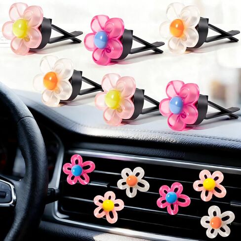 6Pcs Flower Air Vent Clip Car Accessories Air Freshener Dashboard Accessories Charm Car Inter Decor in Saudi Arabia