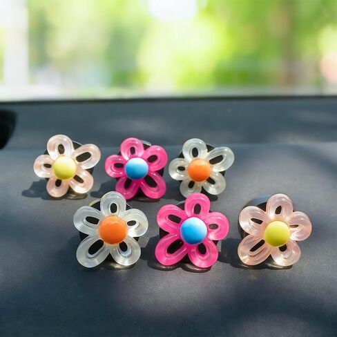 6Pcs Flower Air Vent Clip Car Accessories Air Freshener Dashboard Accessories Charm Car Inter Decor in Saudi Arabia
