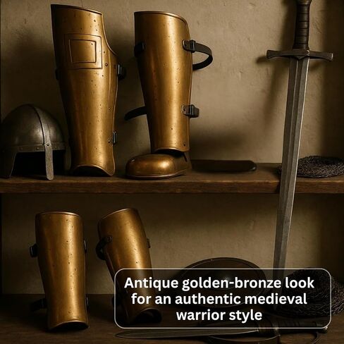 Active Industries Leg Guard Bracers Graves Set Brass Arm Guard Arm Medieval Guard Medieval 300 Spartan Arm Guard & Armor Bracers Leather, gold in Saudi Arabia