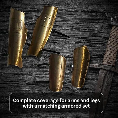 Active Industries Leg Guard Bracers Graves Set Brass Arm Guard Arm Medieval Guard Medieval 300 Spartan Arm Guard & Armor Bracers Leather, gold in Saudi Arabia