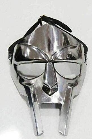 قناع MF Doom Rapper Madvillain Gladiator بلمسة نهائية فضية زي LARP قابل للارتداء in Saudi Arabia