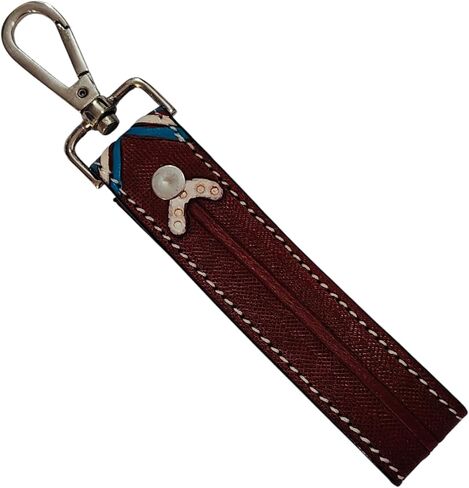Handcrafted Western Leather Keychain, 1x7 inches, Tooled Design with Metal Clasp, Brown in Saudi Arabia