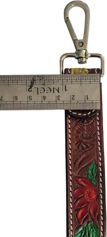Handcrafted Western Leather Keychain, 1x7 inches, Tooled Design with Metal Clasp, Brown in Saudi Arabia