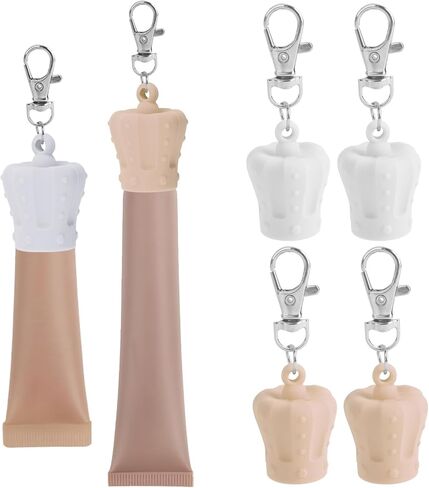 Lip Balm Keychain Cap Compatible with Summer Fridays, LANGIGE Lip Balm, Lipgloss Holder Keychain for Travel, Backpack (2 White+2 Brown) in Saudi Arabia