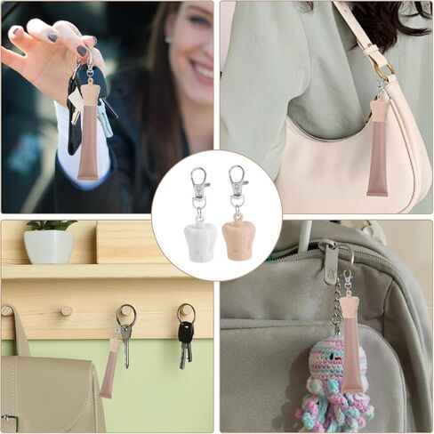 Lip Balm Keychain Cap Compatible with Summer Fridays, LANGIGE Lip Balm, Lipgloss Holder Keychain for Travel, Backpack (2 White+2 Brown) in Saudi Arabia