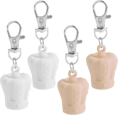 Lip Balm Keychain Cap Compatible with Summer Fridays, LANGIGE Lip Balm, Lipgloss Holder Keychain for Travel, Backpack (2 White+2 Brown) in Saudi Arabia