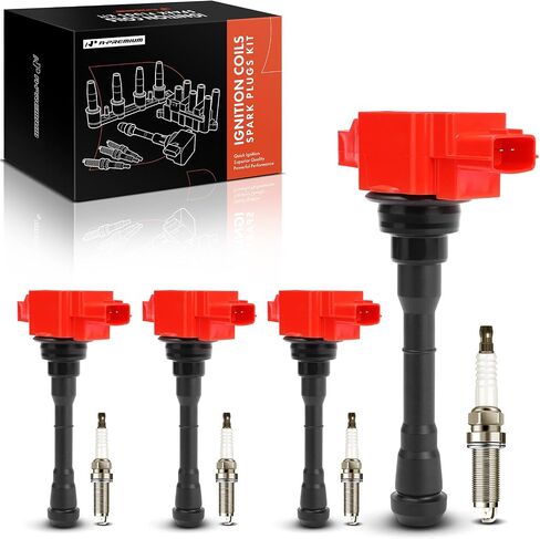 A-Premium (Red) Set of 8 Ignition Coil Pack and Iridium Spark Plugs Compatible with Nissan Juke 2011-2014 1.6L, Juke 2015-2017 1.6L in Saudi Arabia
