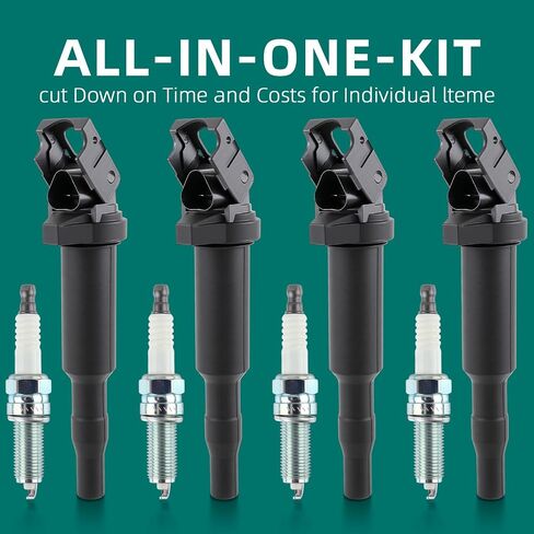 AUTOKAY Ignition Coil & Iridium Spark Plug Set of 4 for BMW 128i 135i 335i 325i 328i 330i M5 M6 525xi 528i 550i 750i N54 X3 X5 X6 Z4 Replaces UF592 C1638 12137571643 12137594937 in Saudi Arabia