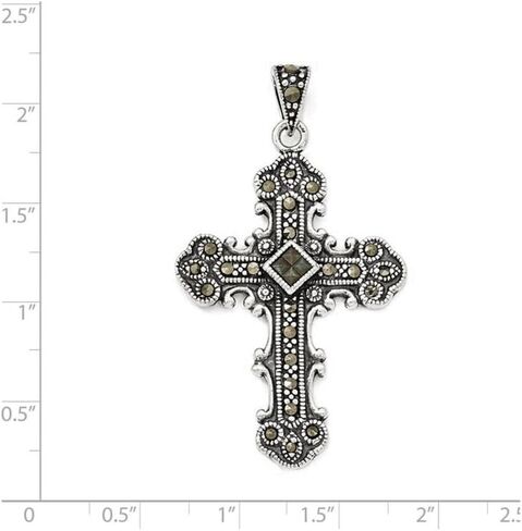 FJC Finejewelers Sterling Silver Marcasite Cross Pendant Necklace Chain Included in Saudi Arabia
