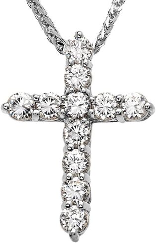 Elegant Sterling Silver 4 Carat Round Cubic Zirconia Cross Pendant Necklace (Medium) in Saudi Arabia
