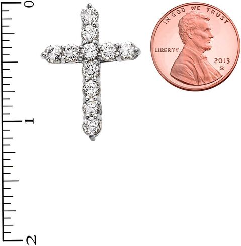 Elegant Sterling Silver 4 Carat Round Cubic Zirconia Cross Pendant Necklace (Medium) in Saudi Arabia